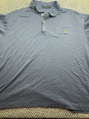 Polo Ralph Lauren Mens Blue Short Sleeve Polo Shirt 3XB Cotton Colorful Pony